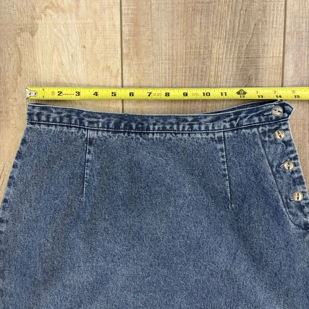 Vintage Y2K Denim Maxi Skirt Size 8 Western Ranch Festival Blue Prairie 90s Norm - Picture 12 of 12